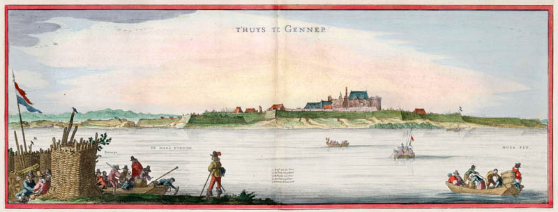 Gezicht op Huis te Gennep 1649 Blaeu